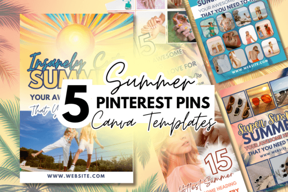 Download 5 Summer-Themed Pinterest Canva Template - Premium Bundle