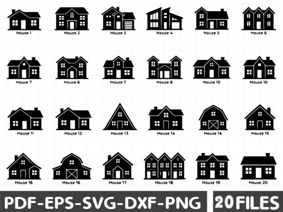 Download Set of House Silhouettes Collection - House Collection