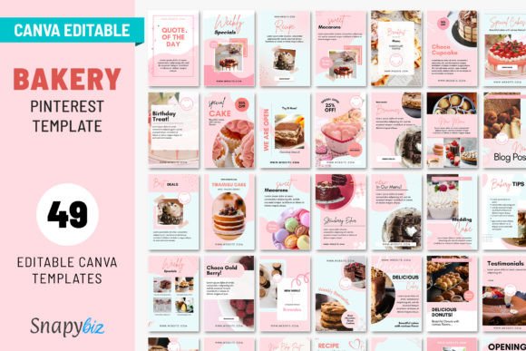 Download Bakery Pinterest Canva Posts Template - Premium Bundle